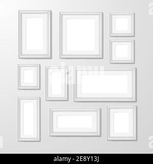 White modern rectangular geometric shape wall frames collection for photographs pictures and memories abstract isolated vector illustration Stock Vector