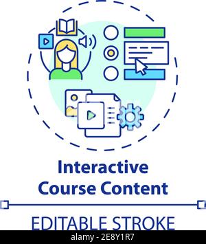 Interactive course content concept icon Stock Vector