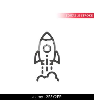 Rocket shuttle line vector icon. Startup business symbol, editable stroke. Stock Vector