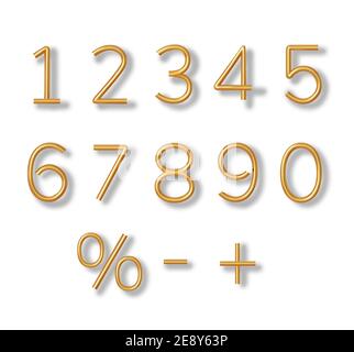 Premium Vector  Gold metal numbers set