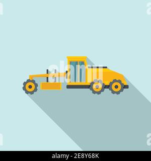 Grader machine vehicle icon, flat style Stock Vector