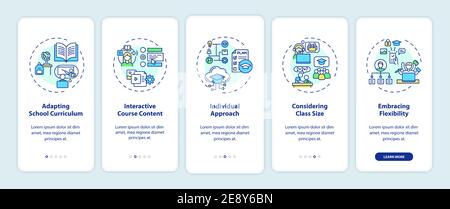 Online teaching tips onboarding mobile app page screen with concepts Stock Vector