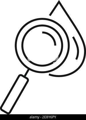 Blood donation magnifier icon, outline style Stock Vector