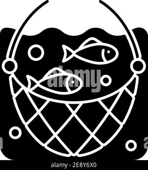 Fishing net black glyph icon Stock Vector