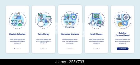 Online tutoring benefits onboarding mobile app page screen with concepts Stock Vector