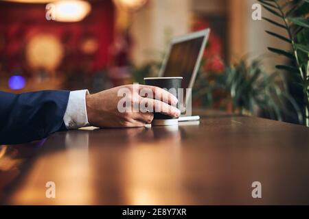 Male entrepreneur taking a break from work Stock Photo
