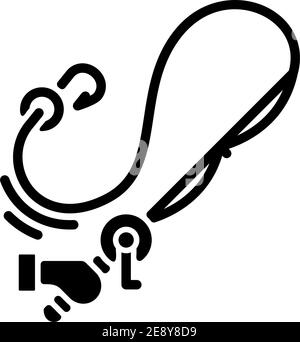 Fly fishing silhouette casting rod outdoors in black and white graphic ...