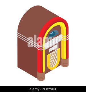 Vintage jukebox isolated on white background isometric view. Vector Stock Vector