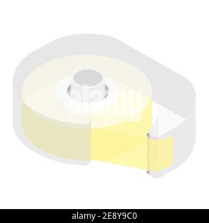 Vector illustration scotch tape office stationery. Scotch isolated on white background isometric view. Stock Vector