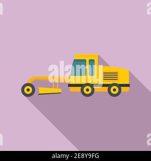 Grader machine truck icon, flat style Stock Vector