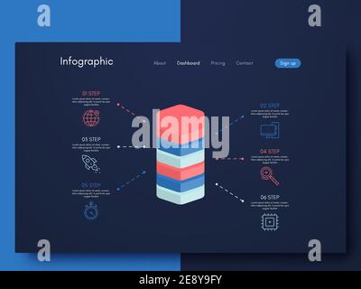 Modern infographic vector elements for business brochures. Use in website, corporate brochure, advertising and marketing. Pie charts, line graphs, bar Stock Vector