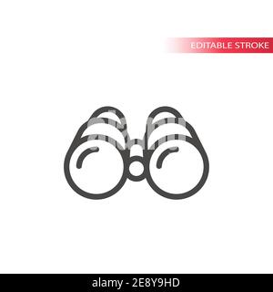 Binoculars line vector icon. Outline binocular symbol, editable stroke. Stock Vector