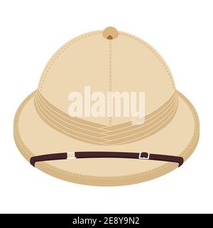 Safari hat isolated on white background. Pith helmet isometric view. Vector Stock Vector