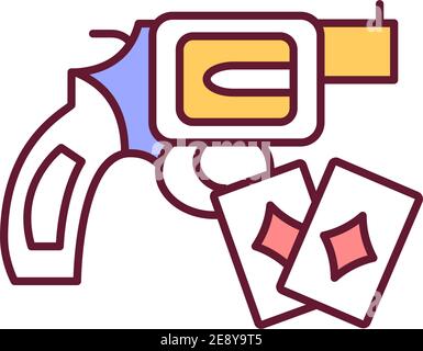 Antique revolver RGB color icon Stock Vector