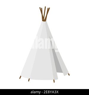 Teepee, tent or wigwam Native American dwelling isolated on white background. Vector Stock Vector