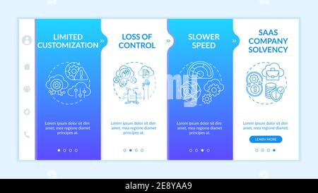 Software as service problems onboarding vector template Stock Vector