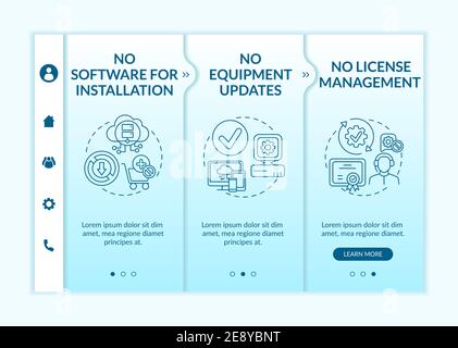 Software as service benefits onboarding vector template Stock Vector