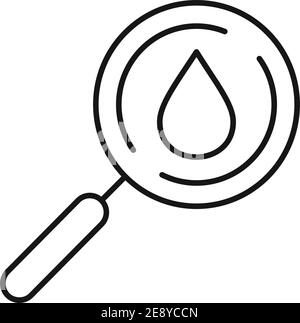 Blood drop magnifier icon, outline style Stock Vector