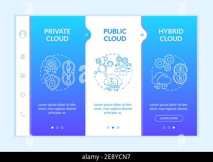 Software as service deployment models onboarding vector template Stock Vector