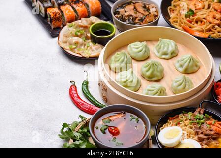 Asian food. Chinese, Japanese and Thai cuisine Stock Photo