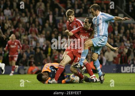 Liverpool's Yossi Benayoun shoots during the UEFA Champions league - Group A - Liverpool v Olympique Marseille at the Anfield Stadium, in Liverpool, UK, on October 03, 2007. Marseille won 1-0. Photo by Stuart Morton/Cameleon/ABACAPRESS.COM Stock Photo