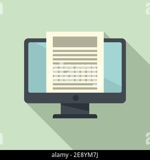 Foreign language pc monitor icon, flat style Stock Vector