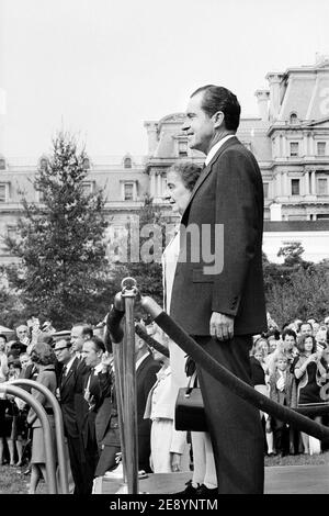 U.S. President Richard Nixon with Israeli Prime Minister Golda Meir, Washington, D.C., USA, Warren K. Leffler, September 25, 1969 Stock Photo