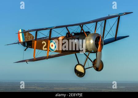 A restored First World War Sopwith Pup biplane fighter. This is based at Serpentine airfield in Western Australia. Stock Photo