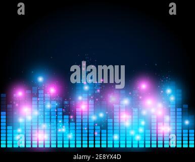 Blue blocks, retro 80 style equalizer vector backgraound Stock Vector