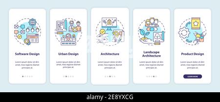 Co-design application fields onboarding mobile app page screen with concepts Stock Vector