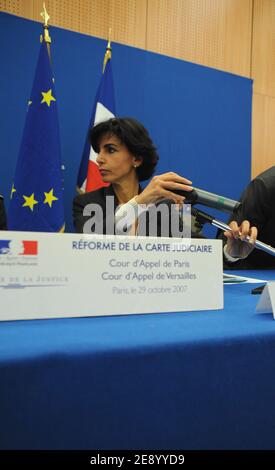 France's Minister of Justice Rachida Dati holds a press conference to ...