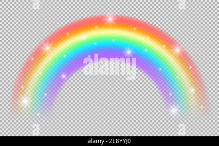 Rainbow icon. Realistic arch shape isolated on transparent background. Graphic object. Vector illustration Stock Vector