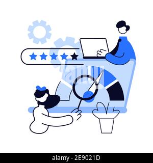 Tiny people analysts evaluating ability of prospective debtor Stock Vector