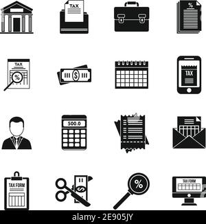 Tax inspector accounting icons set, simple style Stock Vector