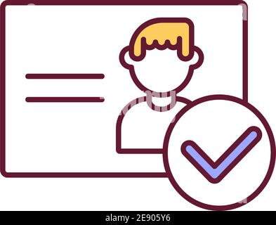 Personal document check RGB color icon Stock Vector