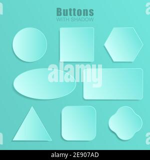 Vector realistic Matted turquoise color Web buttons symbol set isolated on a turquoisebackground. EPS 10 Stock Vector