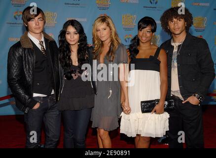 'Monique Coleman, Corbin Bleu, Ashley Tisdale, Zac Efron and Vanessa Hudgens attend the Walt Disney's ''High School Musical 2'' DVD Premiere at El Capitan Theatre in Hollywood. Los Angeles, November 19, 2007. Photo by Lionel Hahn/ABACAPRESS.COM' Stock Photo