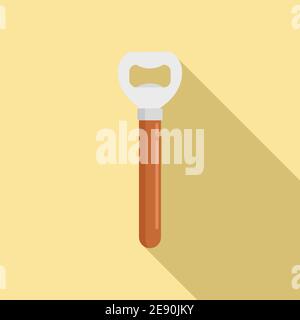 Bartender bottle-opener icon, flat style Stock Vector