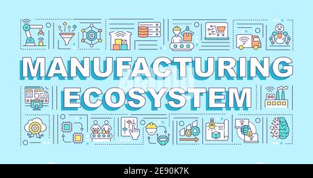 Manufacturing ecosystem word concepts banner Stock Vector