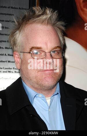 Actor Philip Seymour Hoffman has been found dead in his Manhattan apartment after an apparent drug overdose it was announced on Sunday february 2, 2014. The Hollywood star, who won an Academy Award for Best Actor for his performance in the 2005 film Capote, was 46 years old. File photo: Actor Philip Seymour Hoffman arrives at the Universal Pictures screening of 'Charlie Wilson's War' at the Museum of Modern Art in New York City, NY, USA on December 16, 2007. Photo by Gregorio Binuya/ABACAPRESS.COM Stock Photo