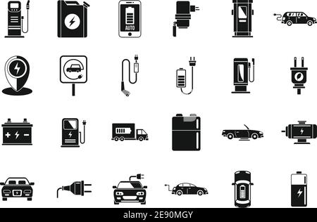 Eco hybrid car icons set, simple style Stock Vector