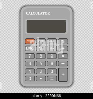 Vector realistic calculator gray isolated on transparent background, design template in EPS10. Stock Vector