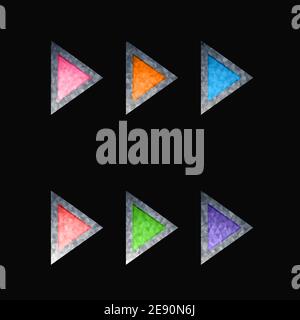 Gaming elements isolated on white background. Design for computer game. Symbols and icons. Collection buttons play for games and app. Different colors Stock Vector