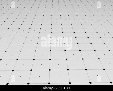 Abstract wave pattern connected dots, metal texture surface. 3D illustration Stock Photo