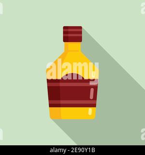 Bartender bottle drink icon, flat style Stock Vector