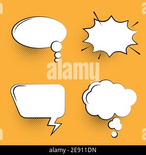 Comic Speech Bubble Set on orange background. EPS 10 Stock Vector