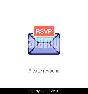 RSVP icon envelope date stamp vector invitation. rsvp message envelope Stock Vector