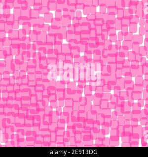 Abstract pink squares on white background. Seamless pattern with geometric print for wallpaper, web page, textures, card, postcard, faric, textile Stock Vector