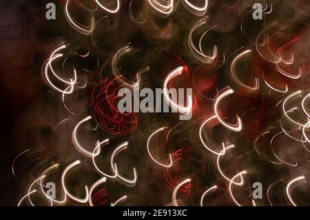 Abstract shot of Christmas tree/lights/ornaments Stock Photo