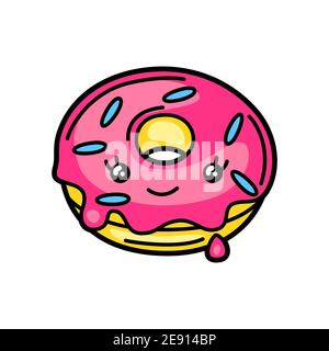 Kawaii illustration of donut. Stock Vector